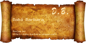 Dakó Barbara névjegykártya